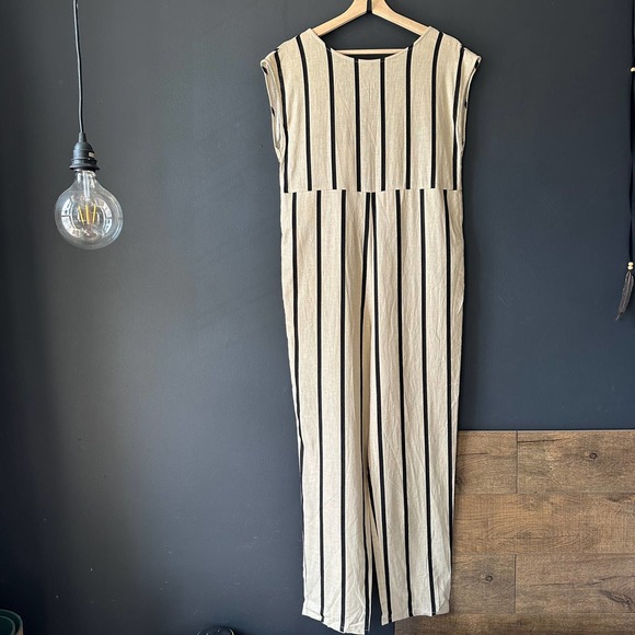 MOUSSY All in One Linen Striped Jumpsuit NEW Size Small - Picture 4 of 15